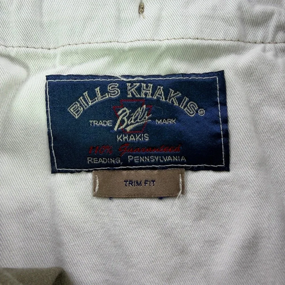 Bills Khakis M3 Trim Fit Chinos Mens 34 Olive Green Made in USA Vintage Pants